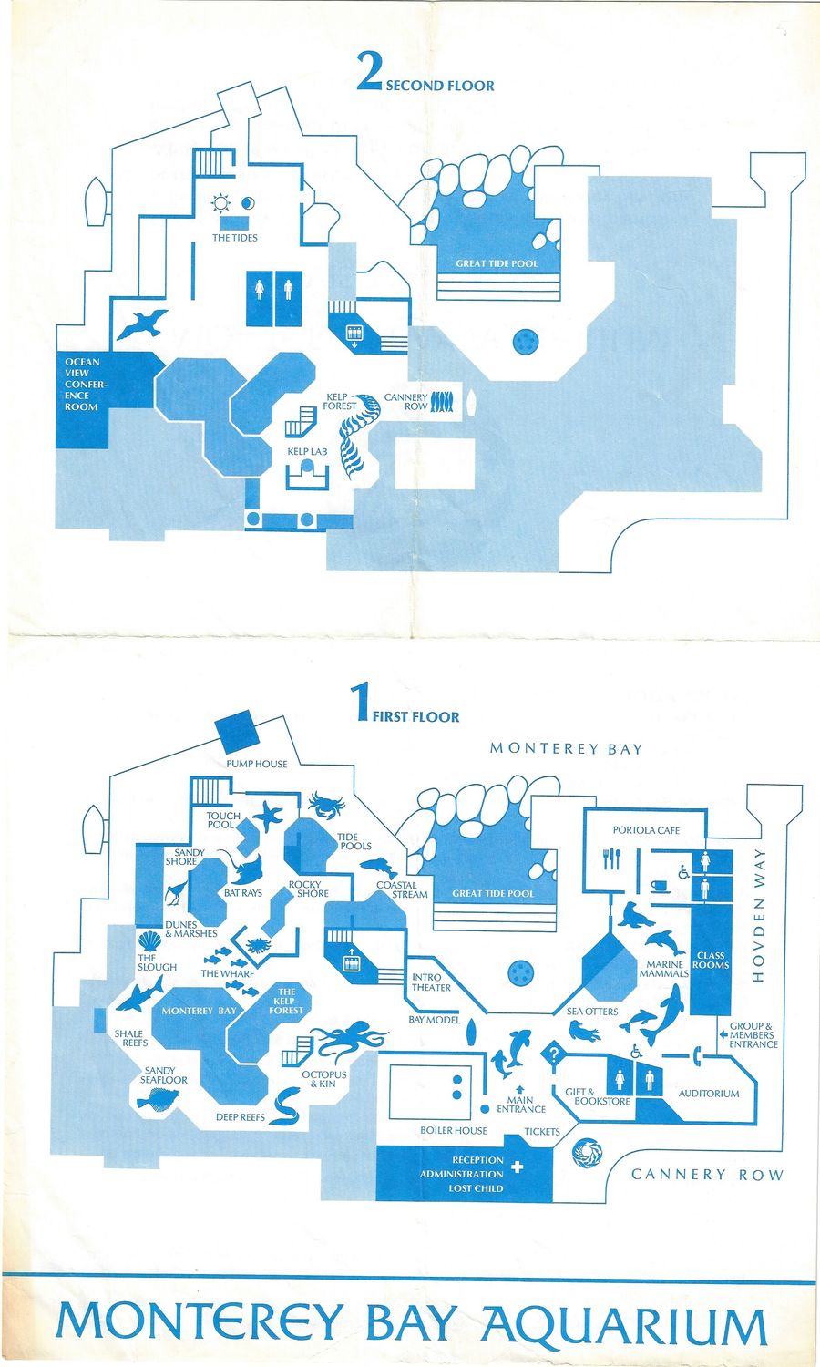 1978 Floor Map of the Monterey Bay Aquarium . Monterey Ca
