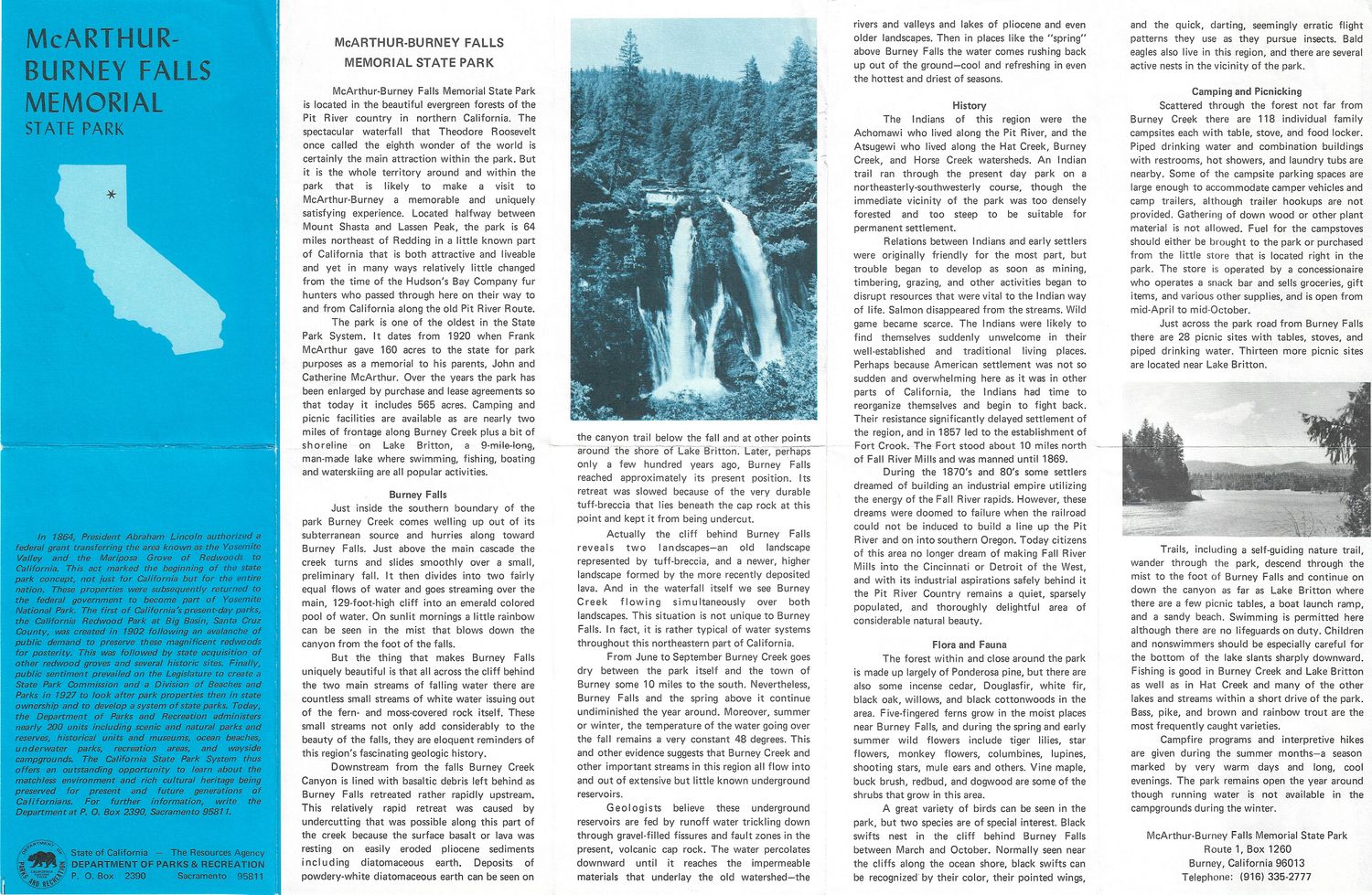 1976 Map of McArthur-Burney Falls Memorial State Park, NorCal