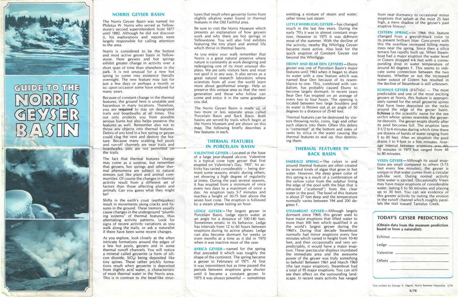 1976 Guide to the Norris Geyser Basin in Yellowstone National Park