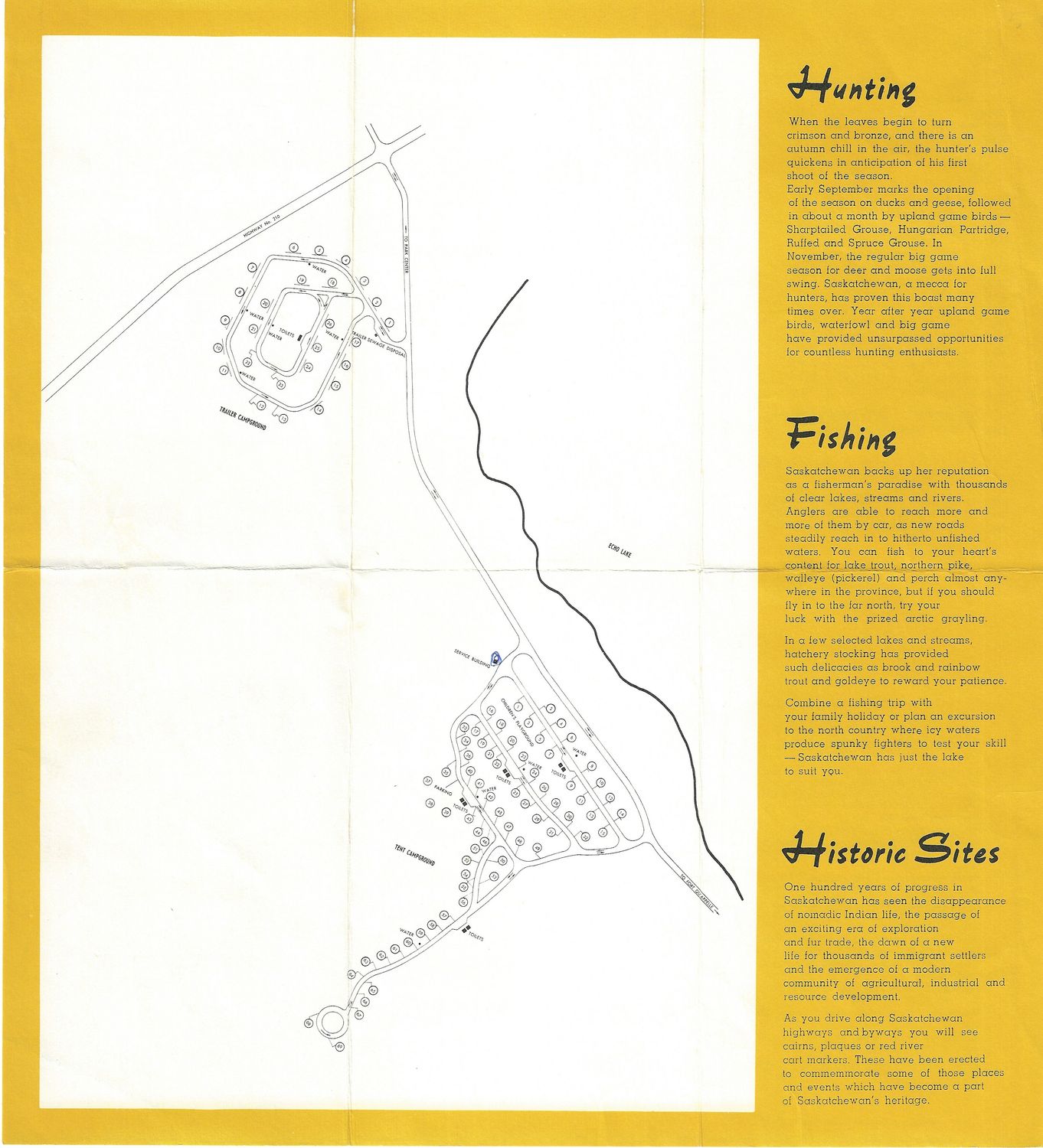 1965 The Camper's Guide &amp; Map to Echo Valley,  Saskatchewan, Canada