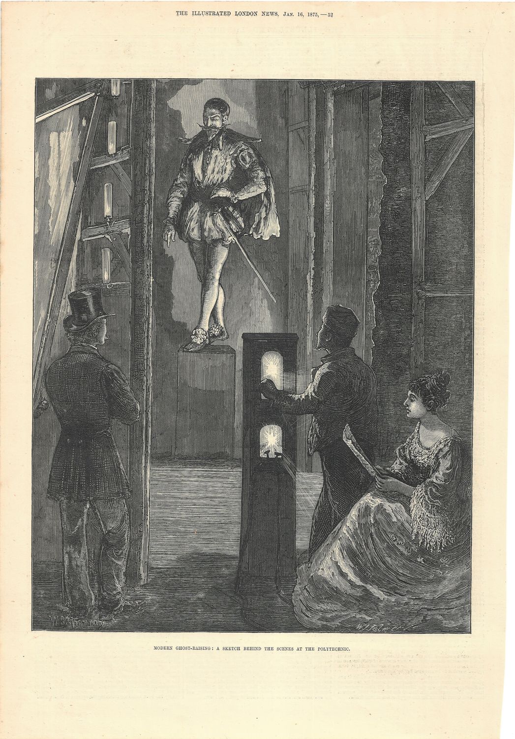 1875 View of the "Modern Ghost-Raising" from the Illustrated London News