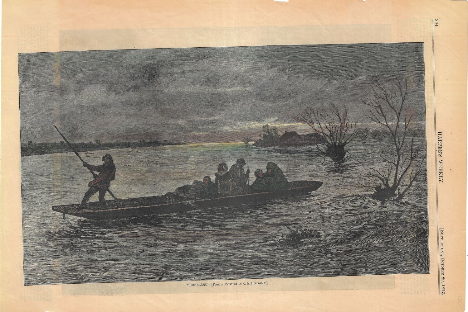 1877 View from a Painting by C.E. Holloway "Homeless"