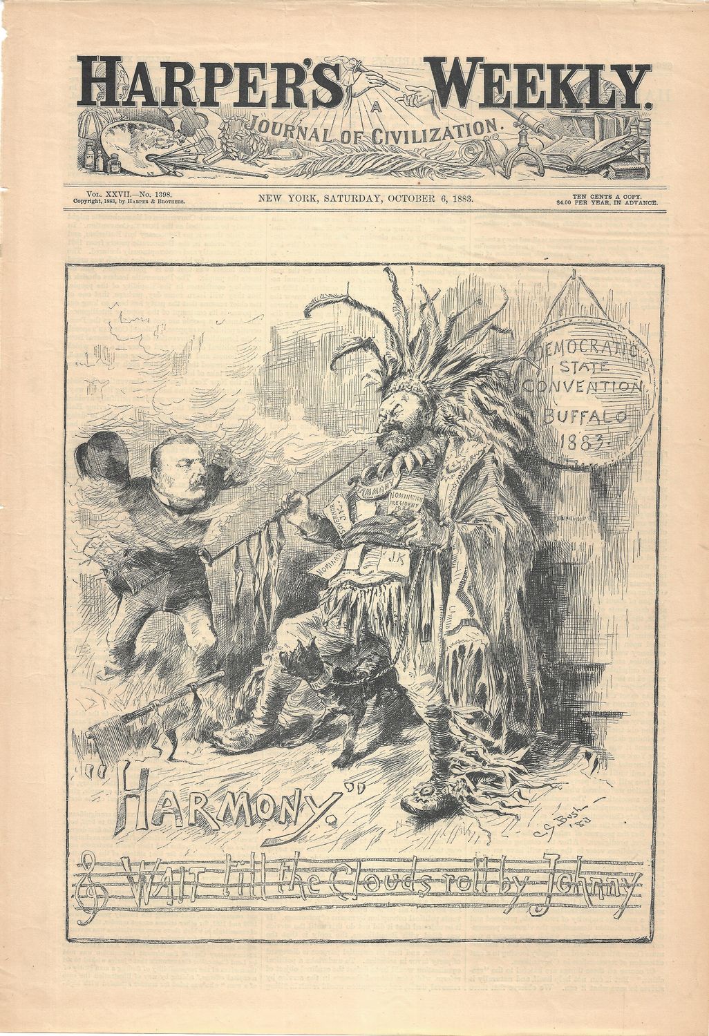 1883 Illustrated View of the Democratic State Convention Buffalo, NY from Harper's Weekly