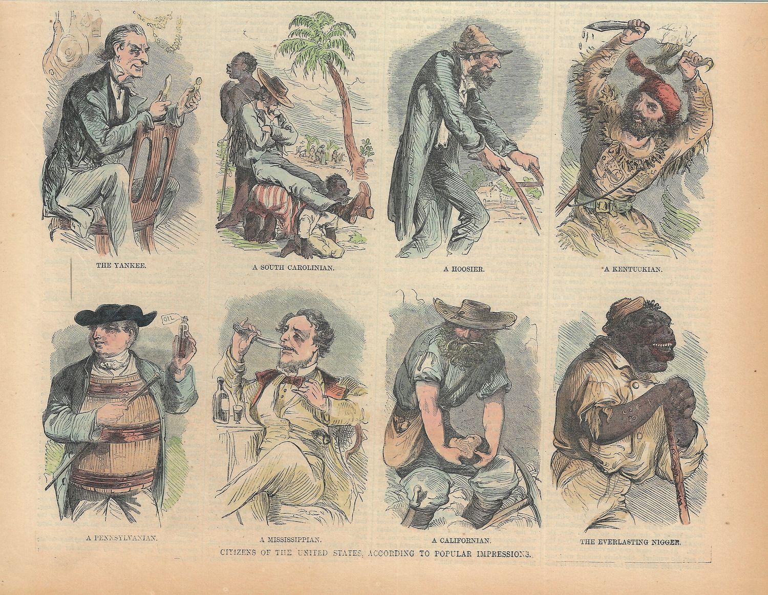 1859 Illustrated View of the Citizens of the US according to Popular Impressions