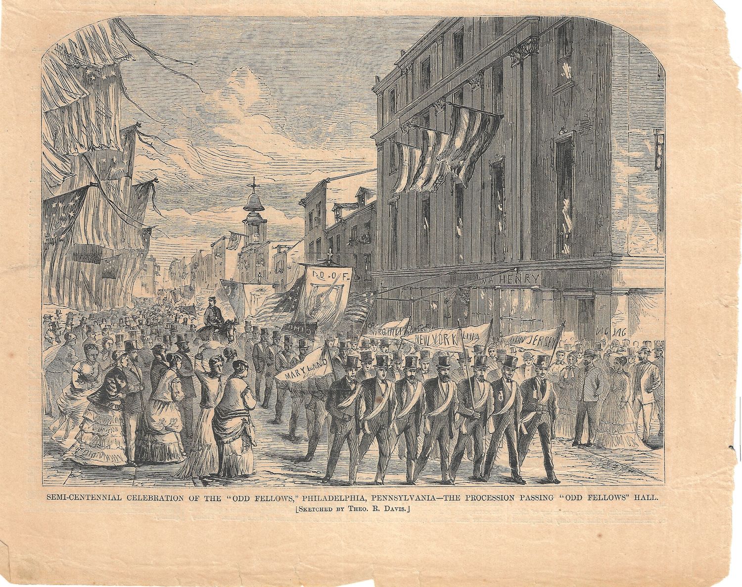1869 View of the Semi-Centennial Celebration of the Odd Fellows in Philadelphia
