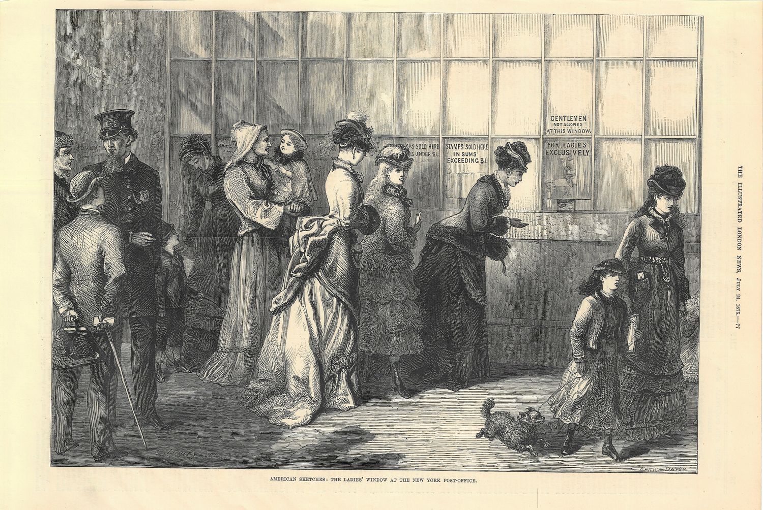 1875 View of "the Ladies Window at the New York Post Office" from Illustrated London News