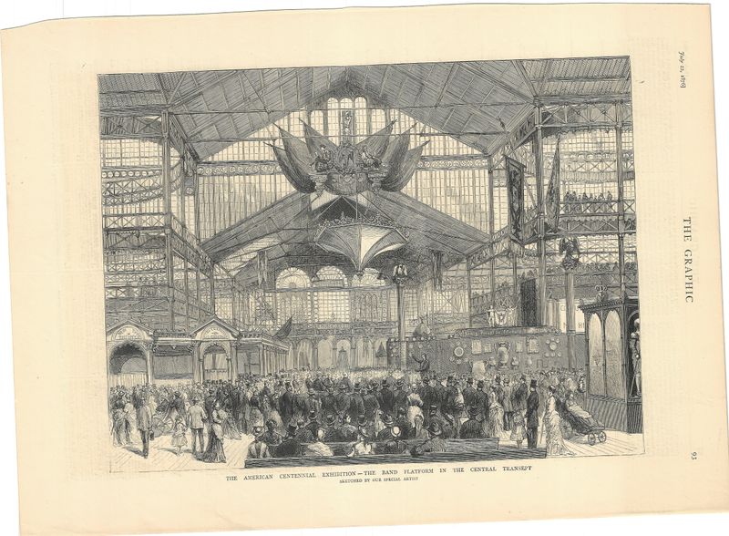 1876 Views of the American Centennial Celebrations in Philadelphia- The Band Platform in the central transept
