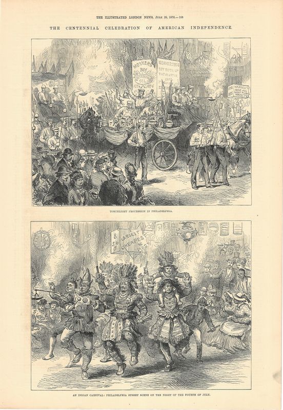 1876 Views of the American Centennial Exhibition in Philadelphia- Street Scenes and Parades on the 4th of July