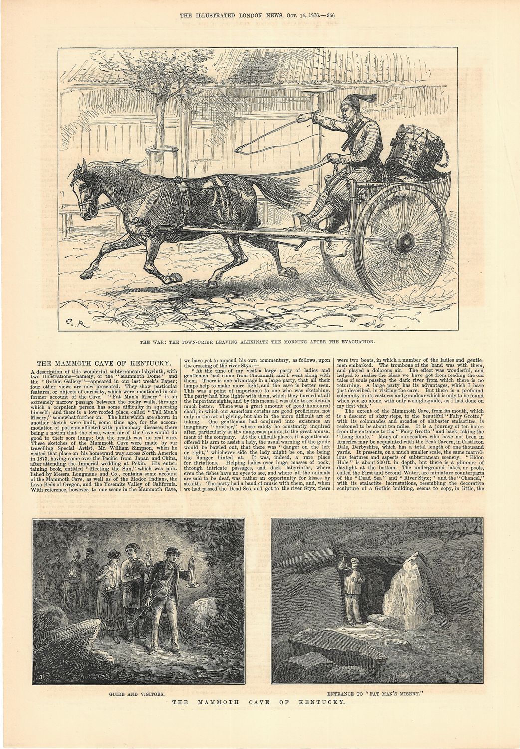 1876  Pair of Views (2) of the Mammoth Cave at Kentucky from illustrated London News