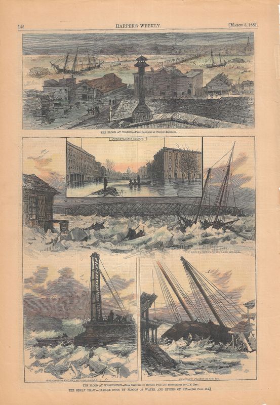 1881 Views of the Flood at Washington w/hc from Harper's Weekly