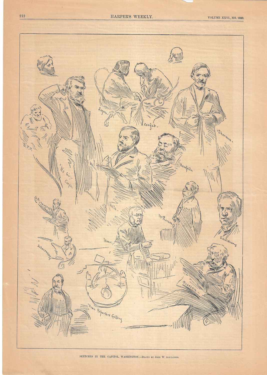 1882 Sketches in the Capitol, Washington from Harper's Weekly