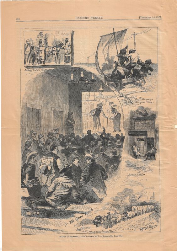 1878 Scenes in Bismarck Dakota from Harper's Weekly 