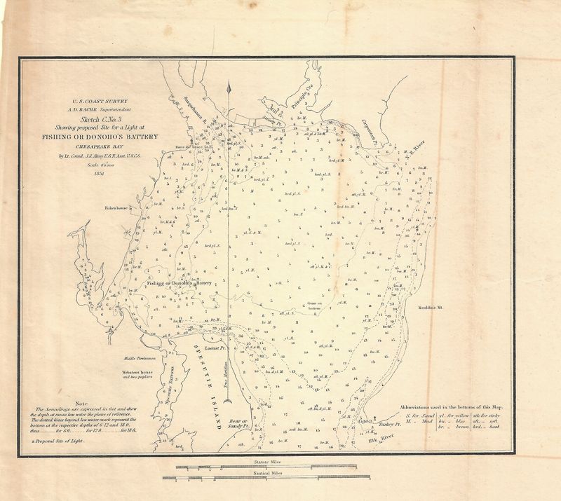1851 USCS Proposed Site of Light at Donohoe's Battery in  Chesapeake's Bay
