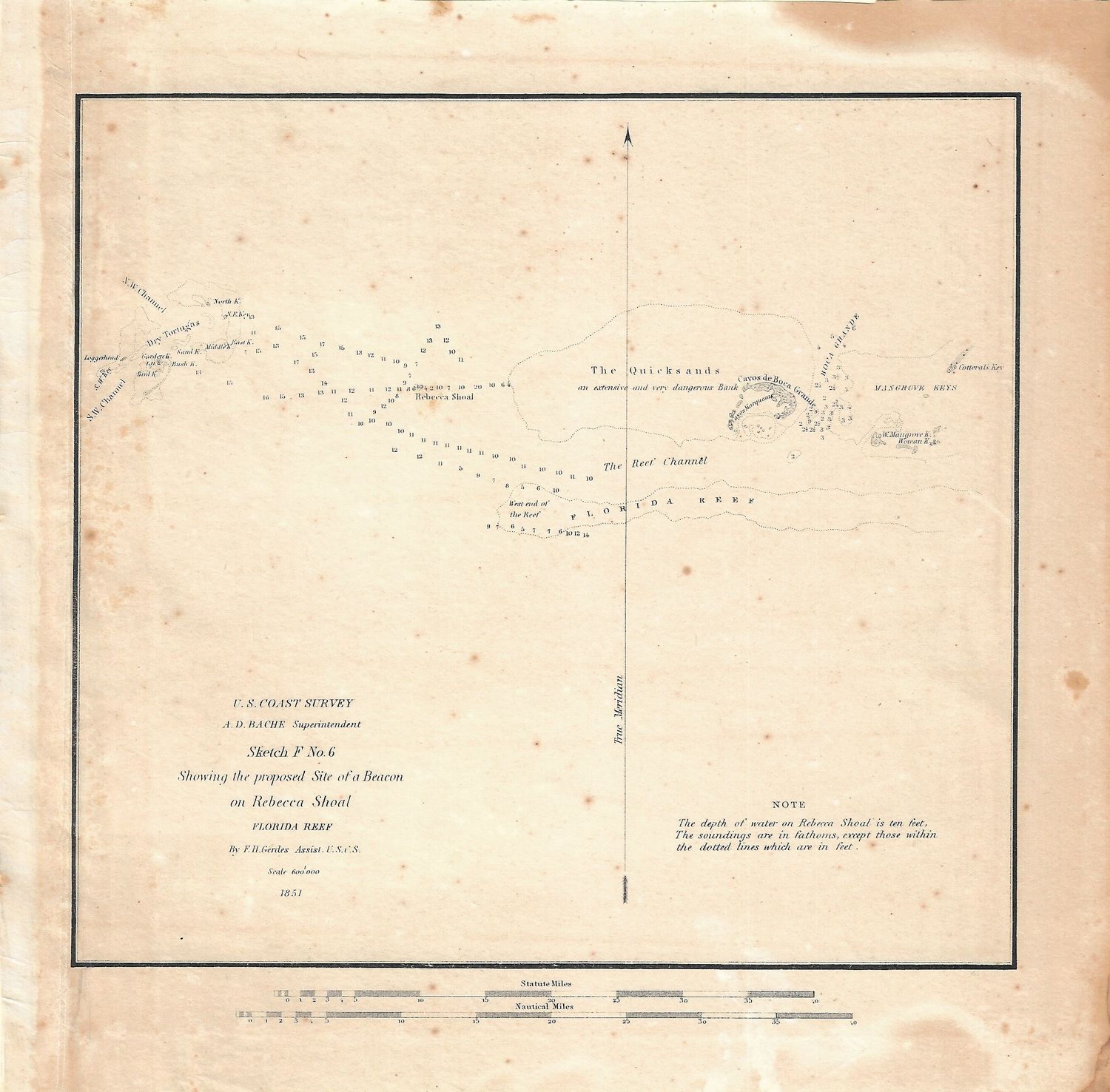 1851 USCS Rebecca Shoal Florida Reef
