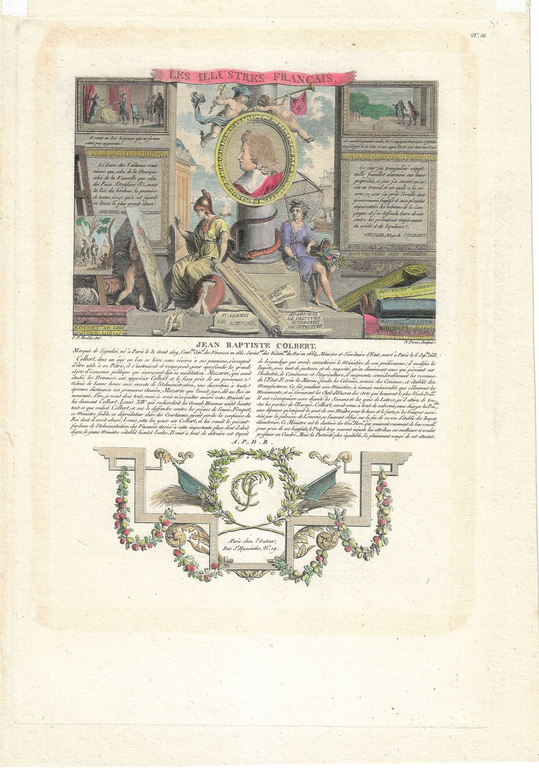 1713 Illustration from Les Illustres Francaise - Jean Baptiste Colbert by Robert Challe