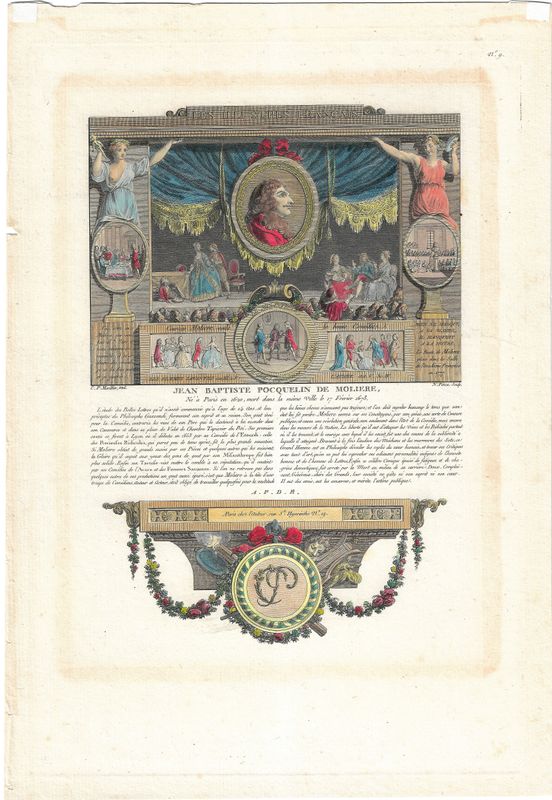 1713 Illustration from Les Illustres Francaise -Jean Baptiste Moleire  by Robert Challe