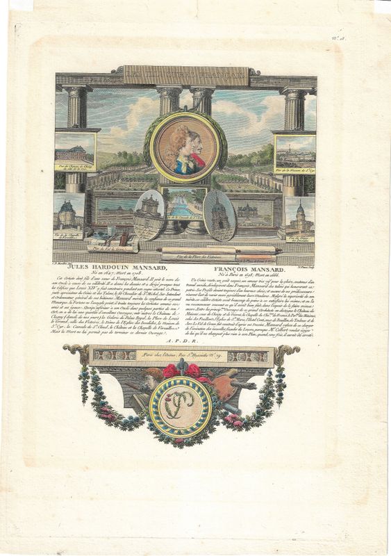 1713 Illustration from Les Illustres Francaise - Jules &amp; Francois Mansard by Robert Challe