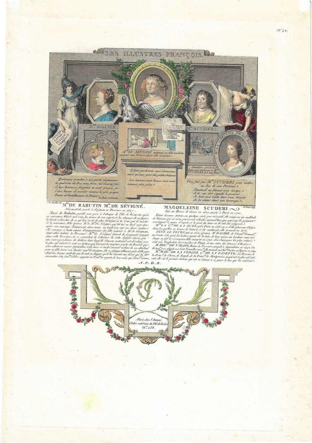 1713 Illustration from Les Illustres Francaise - Mme &#39;s Du Rabutin, Sevigne &amp; Scuderi by Robert Challe