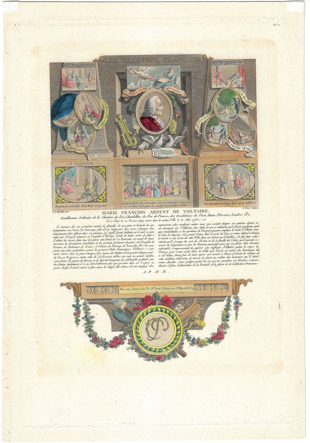 1713 Illustration from Les Illustres Francaise -Marie Voltaire by Robert Challe