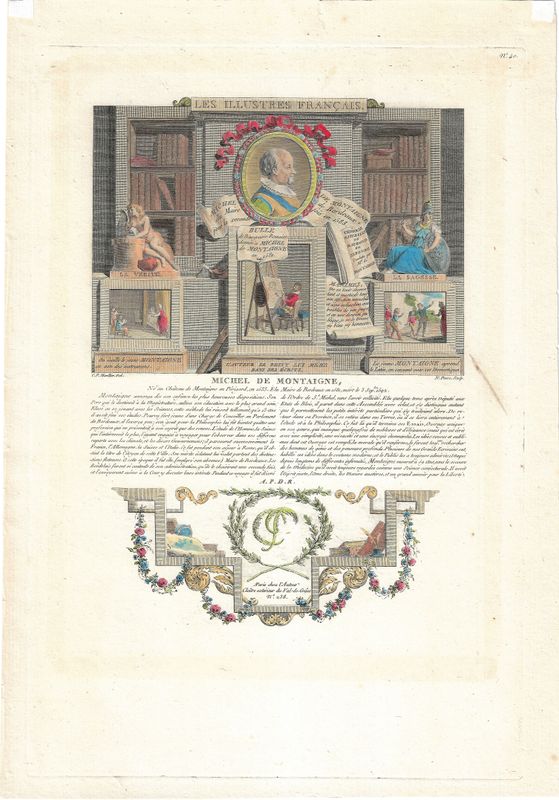 1713 Illustration from Les Illustres Francaise -Michele de Montaigne  by Robert Challe