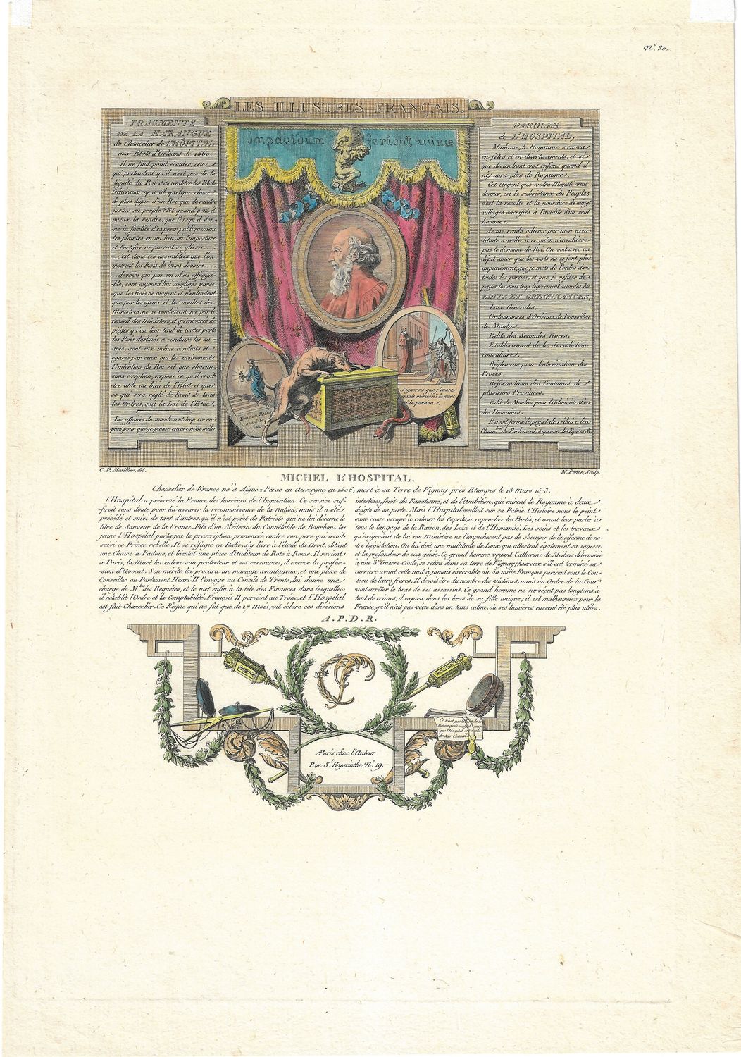 1713 Illustration from Les Illustres Francaise -Michel L&#39;Hospital by Robert Challe