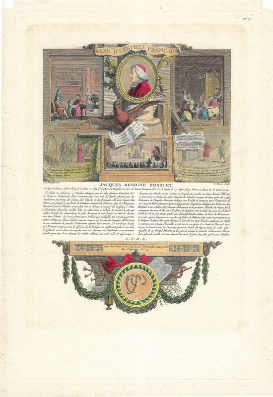 1713 Illustration from Les Illustres Francaise - Jacques Bossuet by Robert Challe