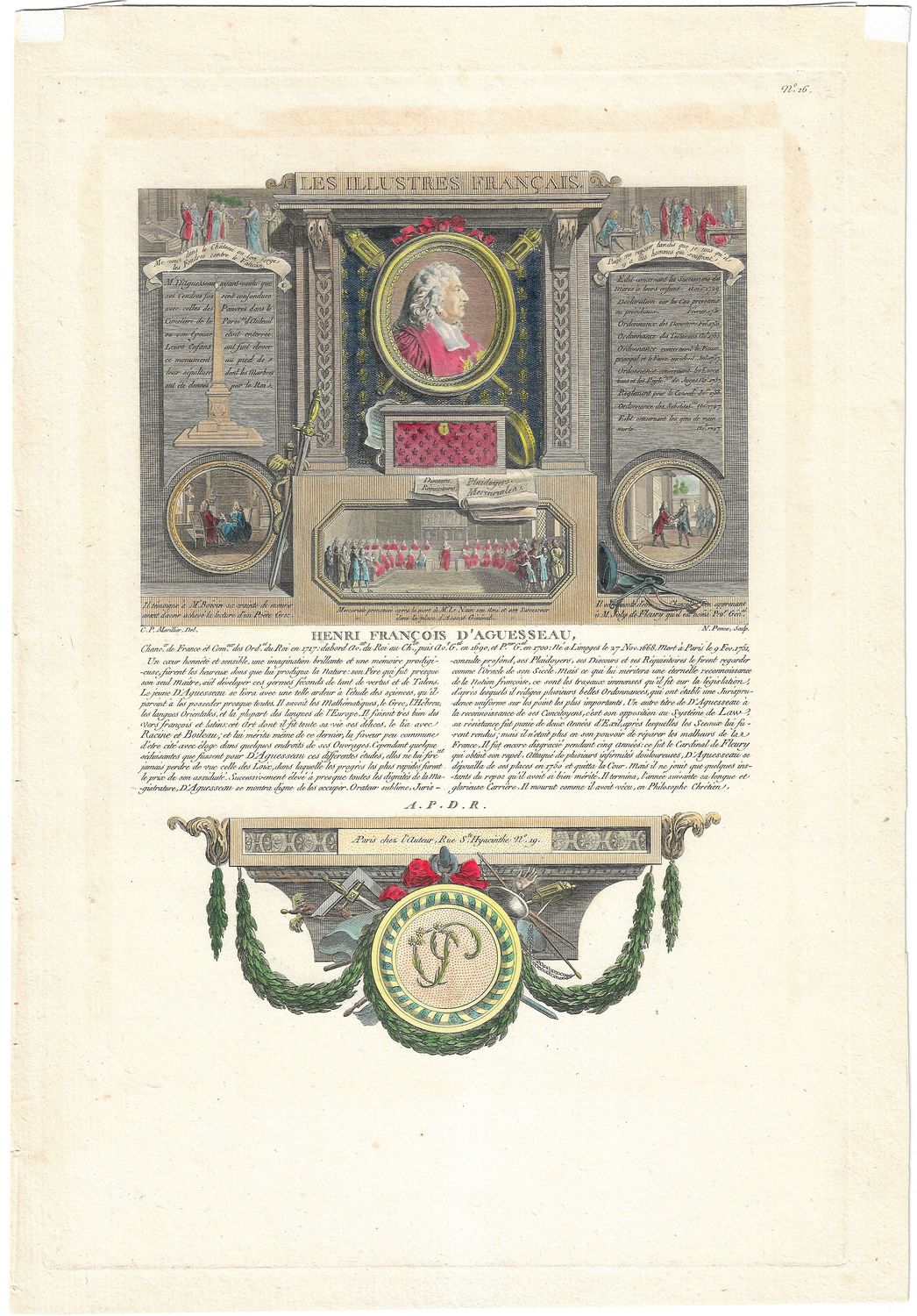 1713 Illustration from Les Illustres Francaise - Henri Francoise D&#39;egeusseau by Robert Challe