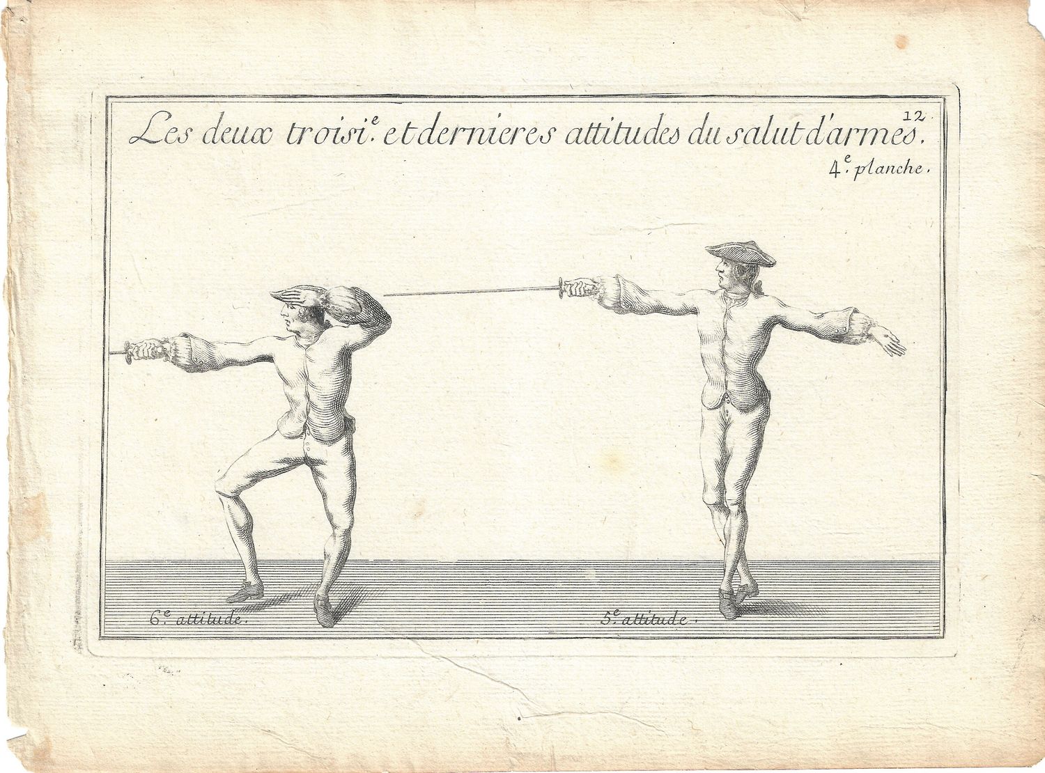 1737 Views of Fencing , derived from Academie de L&#39;Espee by D&#39;Anvers - 4e planche, 5e &amp;6e attitude