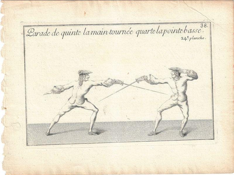 1737 Views of Fencing , derived from Academie de L'Espee by D'Anvers - 24e planche