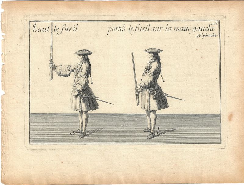 1737 Group of Views (4) of Swordsmen w/ Firearms , derived from Academie de L'Espee by D'Anvers - 96e,101e,107e &amp;108e  planche