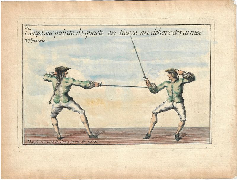1737 Group of Views (3) of Fencing , derived from Academie de L'Espee by D'Anvers - 27e, 46e, 48e planche