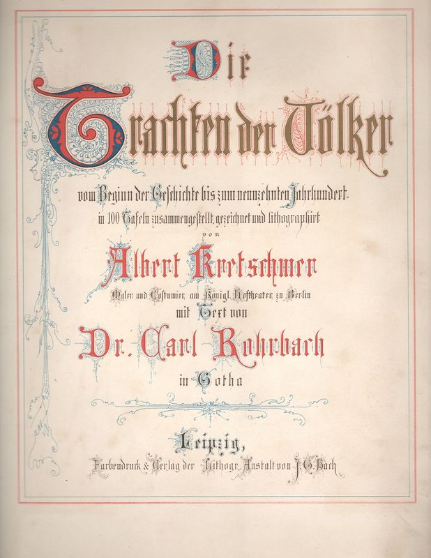 1882 Group of Studies (7) from Trachten Der Volker - Historical Costumes by Albert Kretschmer