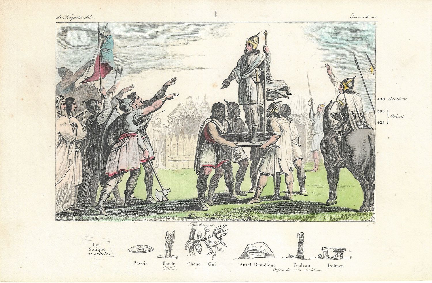 1785 Illustrated  History of France  w/ohc - Plate #1 Pharamoud 400-425 ad