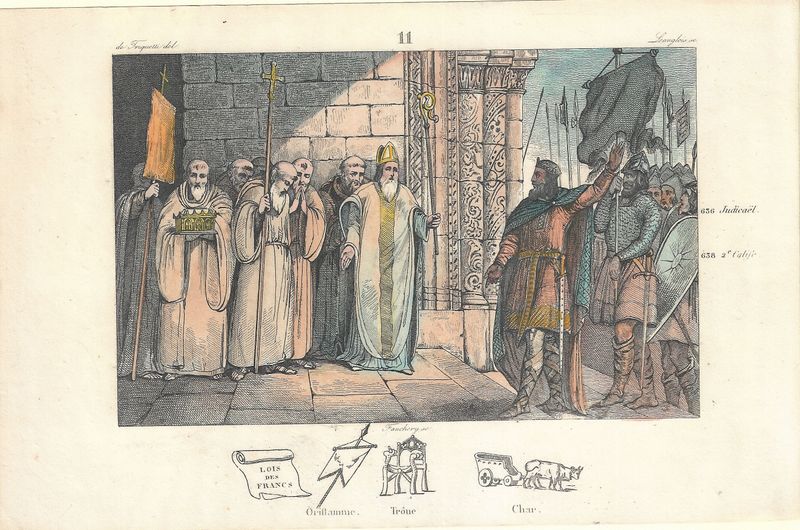 1785 Illustrated  History of France  w/ohc - Plate # 11 Dagobert I 630-638 ad