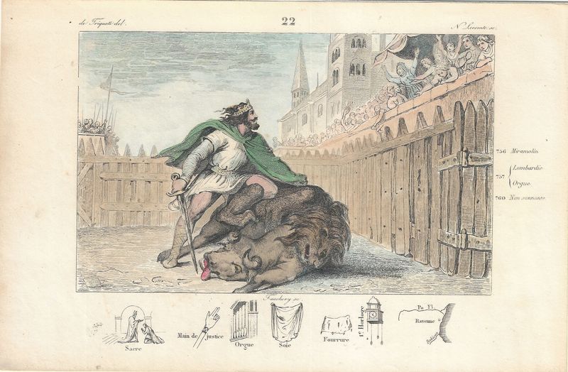 1785 Illustrated  History of France  w/ohc - Plate # 22 Pepin 756-760 ad