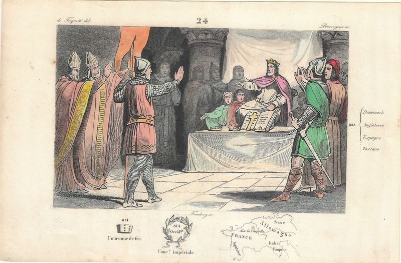 1785 Illustrated  History of France  w/ohc - Plate # 24 Louis I 828 ad