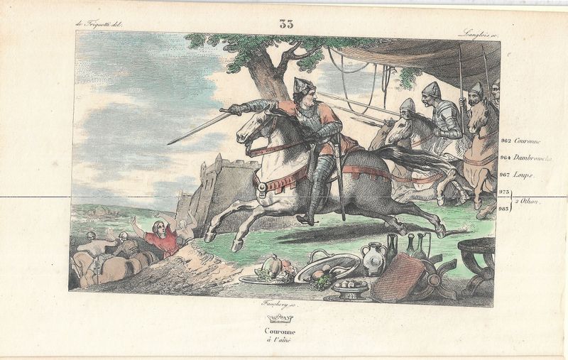 1785 Illustrated  History of France  w/ohc - Plate # 33 Lothaire 962-983 ad