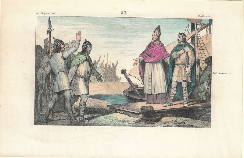 1785 Illustrated  History of France  w/ohc - Plate # 32  Louis IV D'Outre Mer 946 ad