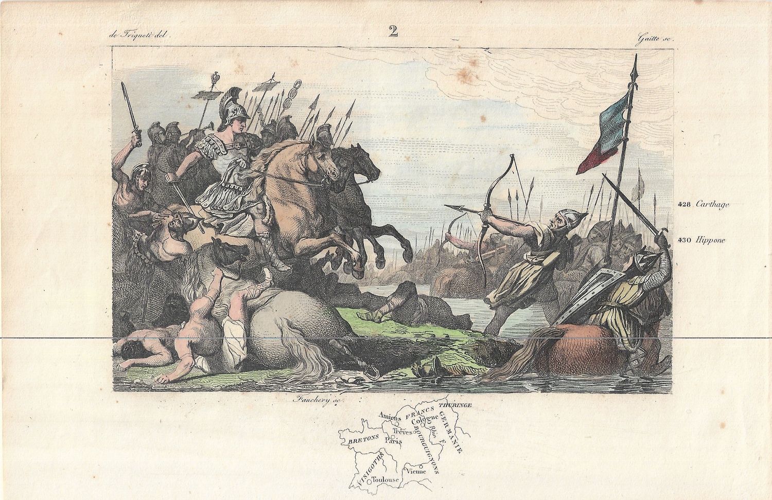 1785 Illustrated  History of France  w/ohc - Plate #2 Clodion 425-430 ad