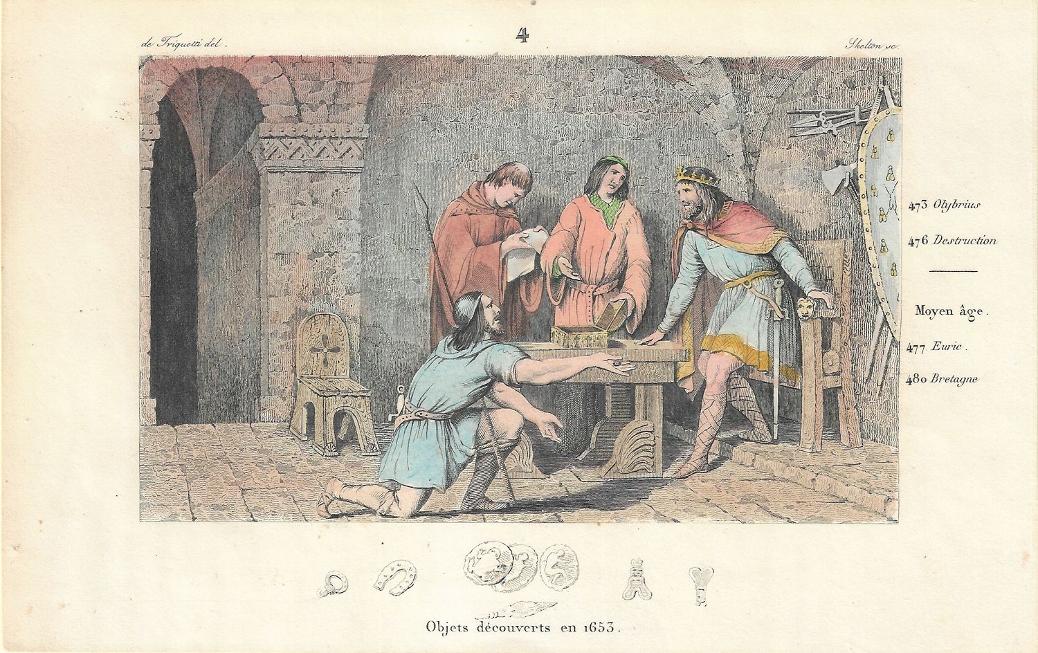 1785 Illustrated  History of France  w/ohc - Plate #4 Childeric I 473-480 ad