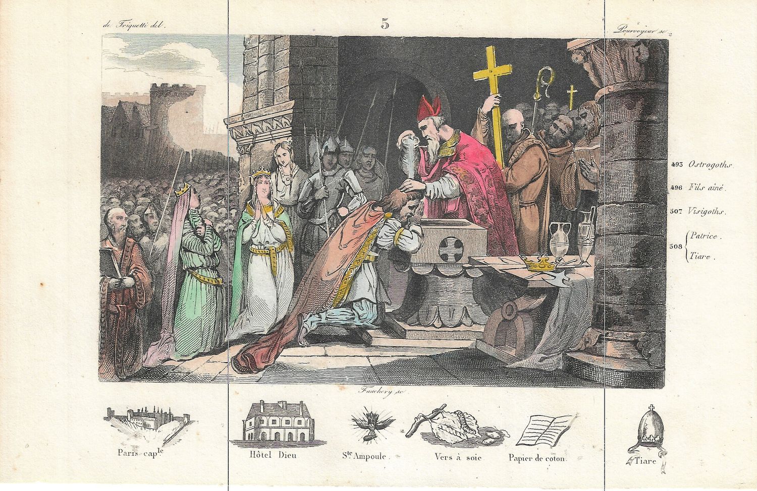 1785 Illustrated  History of France  w/ohc - Plate #5 Clovis I 493-508 ad