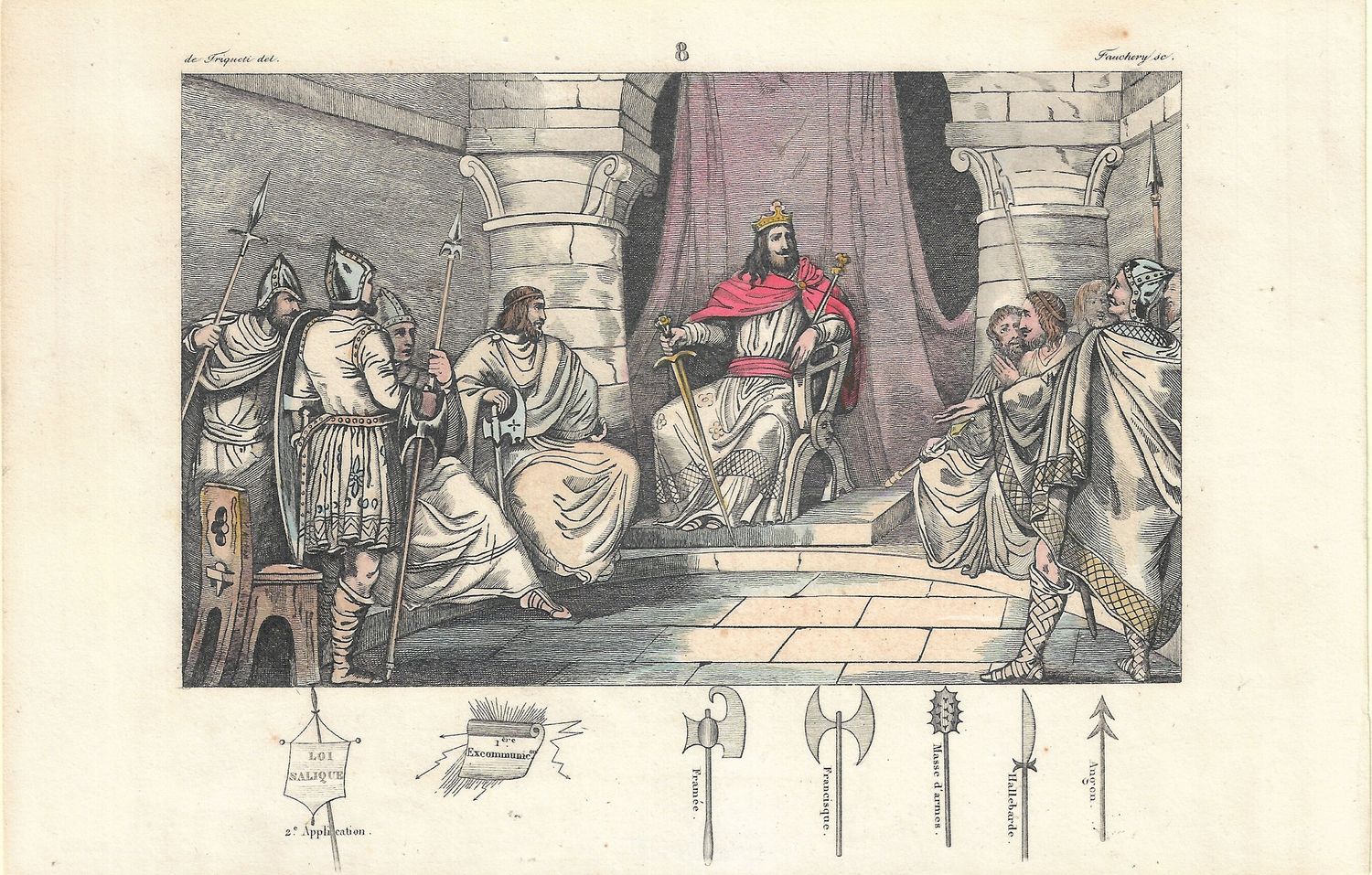 1785 Illustrated  History of France  w/ohc - Plate # 8 Caribert 600 ad