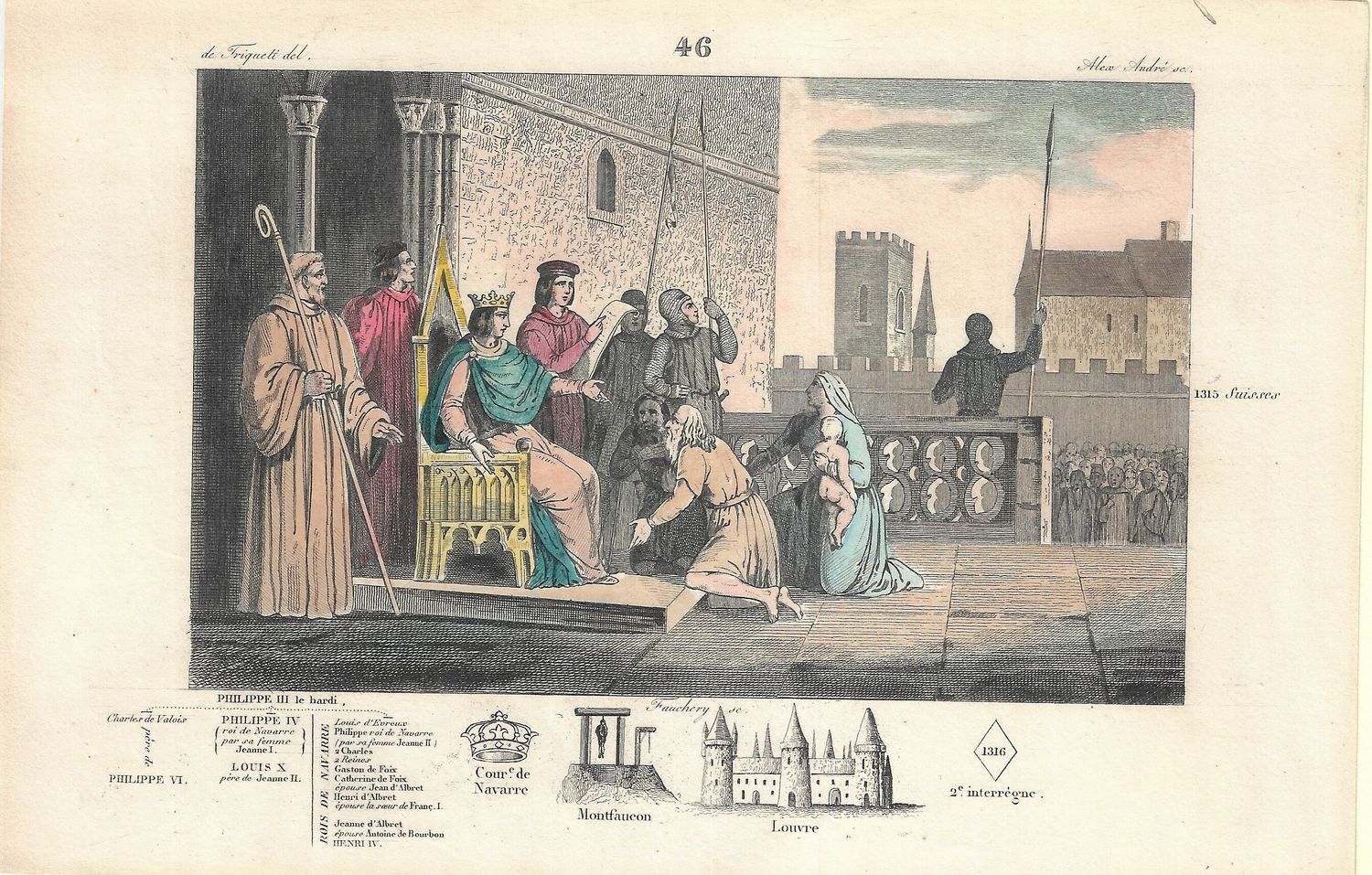 1785 Illustrated  History of France  w/ohc - Plate # 46 Louis X 1315 ad