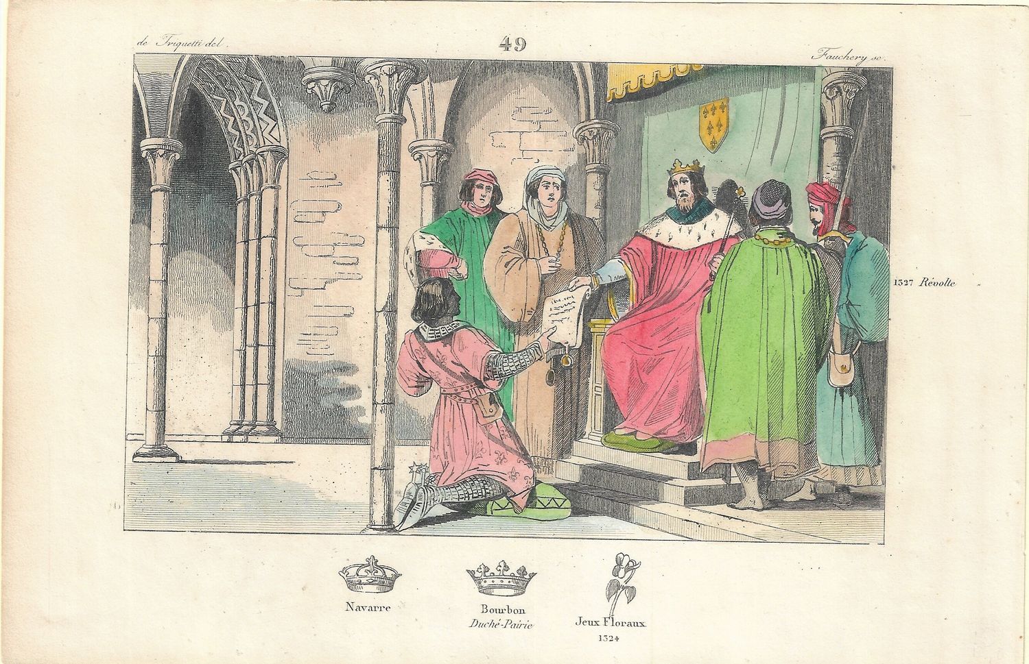 1785 Illustrated  History of France  w/ohc - Plate # 49 Charles IV 1327 AD