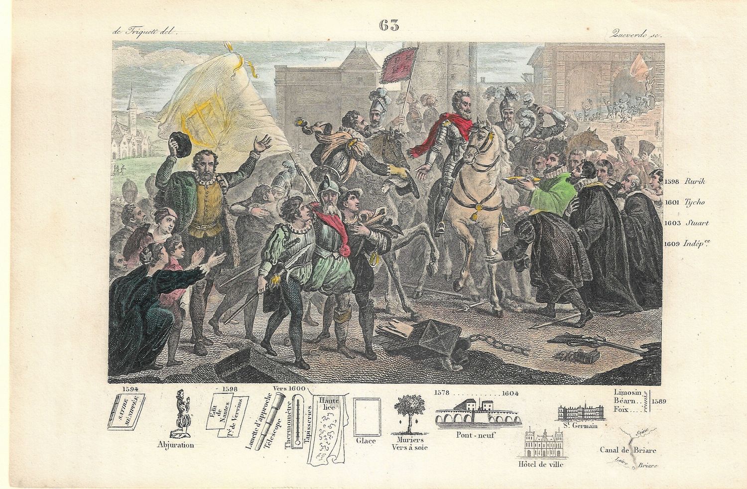 1785 Illustrated  History of France  w/ohc - Plate # 63 Henri IV 1598-1609 ad