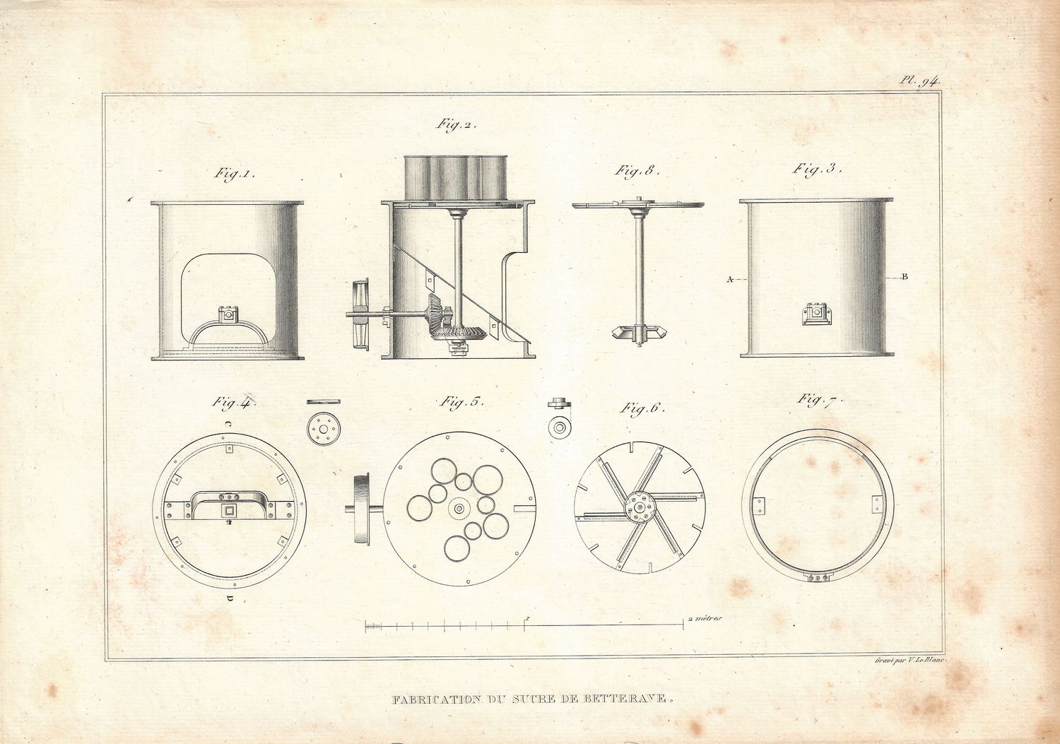 1830 Architecture of Manufactories in French - 7 Studies of Sugar Manufacture from Beets &amp; Cane
