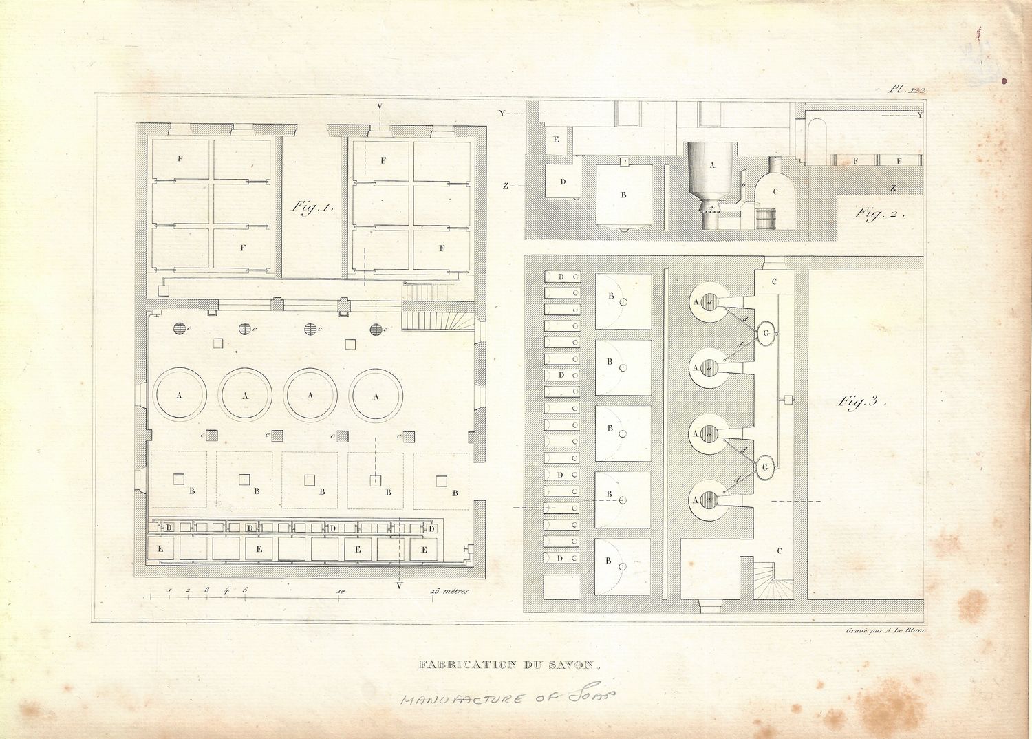 1830 Architecture of Manufactories in French -  A Study on Soap Making