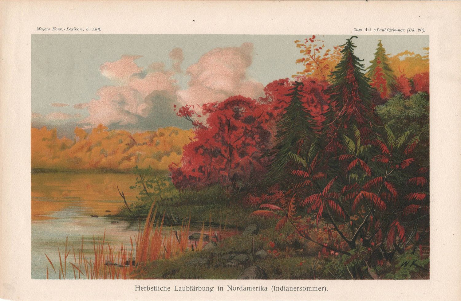 1912 Study of American Indian Summer in Chromolithography