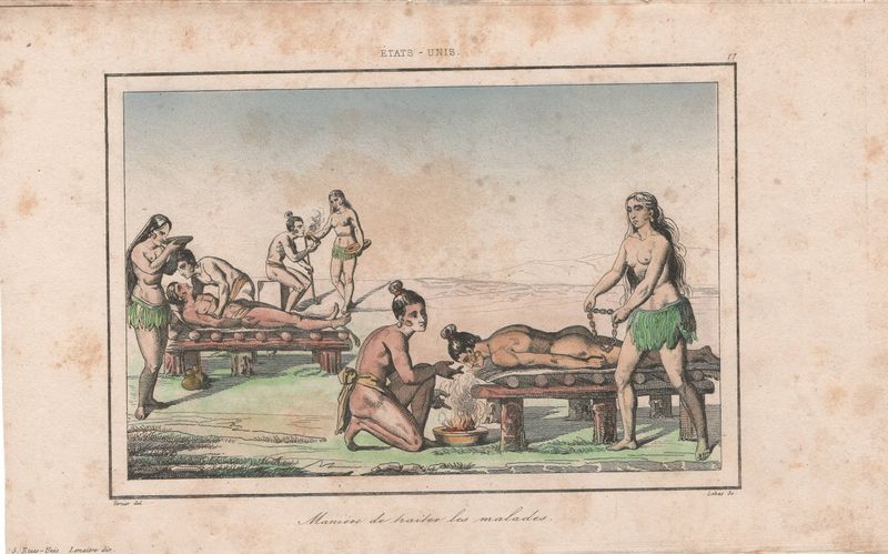 1837 View of Native Peoples Plate # 17 Treatment of the Ill  - from Etats Unis D'Amerique