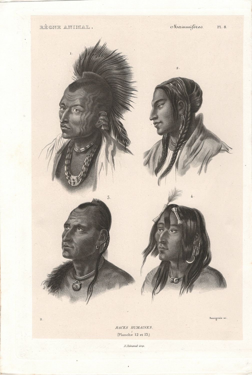 1845 View of Race Humaines w/ text page in Litho.